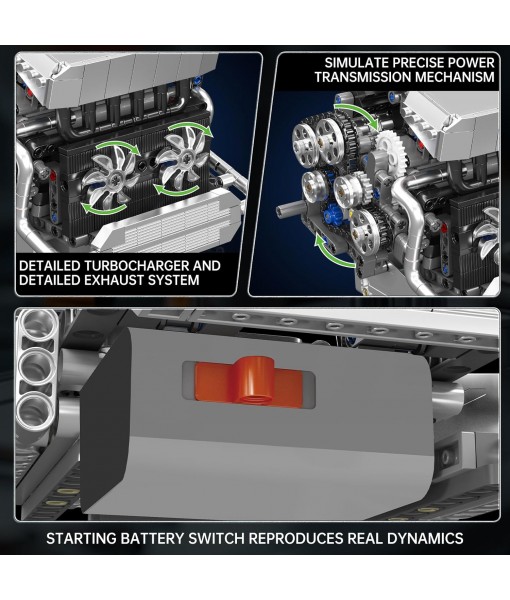 Mould King 10213 Car Engine Building Sets, Intelligent Chip Drive Engine Model Kit That Runs, Build Your Own STEM V8 Engine Model Toys for Age 14+/Adults Collections Home or Office Décor (744+ PCS)