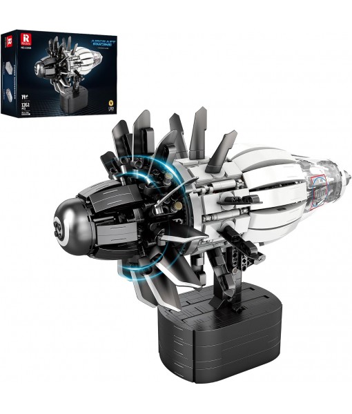 Reobrix Aircraft Engine Model Building Kit for Adults, 1351PCS Motorized Jet Turbofan Engine with Motor, STEM Mechanical Educational Building Blocks Toy for Teens and Collectors, Creative Display Gift