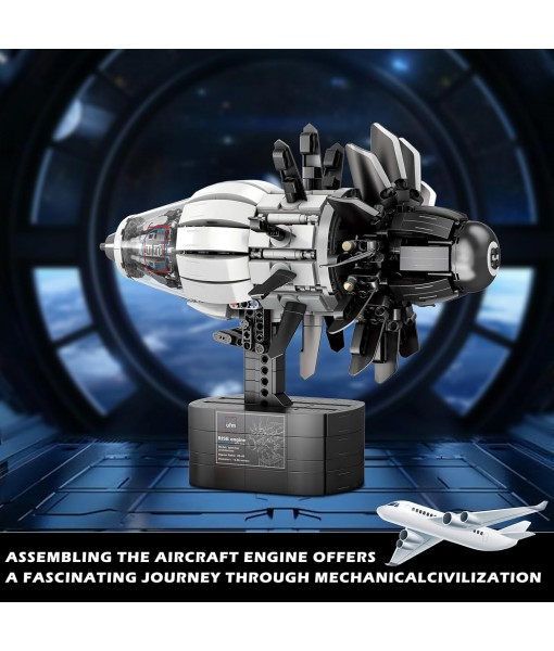 Reobrix Aircraft Engine Model Building Kit for Adults, 1351PCS Motorized Jet Turbofan Engine with Motor, STEM Mechanical Educational Building Blocks Toy for Teens and Collectors, Creative Display Gift