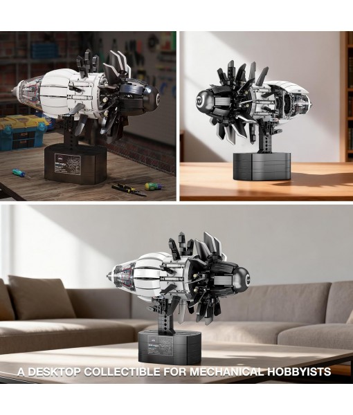 Reobrix Aircraft Engine Model Building Kit for Adults, 1351PCS Motorized Jet Turbofan Engine with Motor, STEM Mechanical Educational Building Blocks Toy for Teens and Collectors, Creative Display Gift