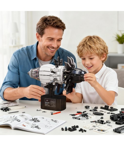 Reobrix Aircraft Engine Model Building Kit for Adults, 1351PCS Motorized Jet Turbofan Engine with Motor, STEM Mechanical Educational Building Blocks Toy for Teens and Collectors, Creative Display Gift