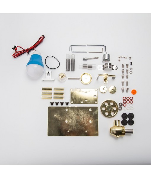 Stirling Engine Model Kit for Adults, Hot Air Stirling Engine DIY Assembly Balance Metal Engine Motor Model, Electricity Generator Mini Engine Kit Engine Building Kit Gift
