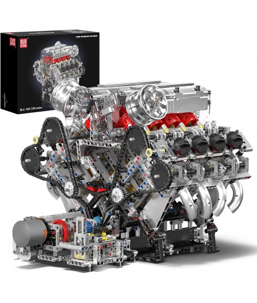 Mould King 10219 V8 Engine Model Kit - Build Your Own Supercar Model Engine, STEM Engineering Building Blocks Sets with Motor, 8-Cylinder Engine Building Kits for Teens Adults(2718 Pieces)