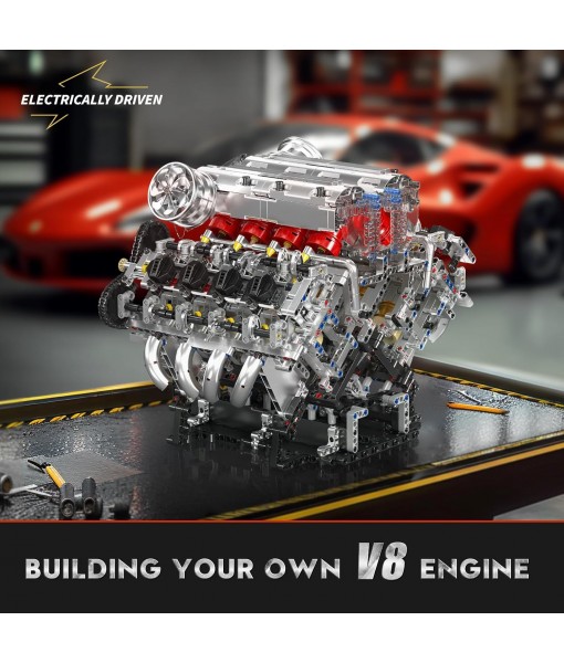 Mould King 10219 V8 Engine Model Kit - Build Your Own Supercar Model Engine, STEM Engineering Building Blocks Sets with Motor, 8-Cylinder Engine Building Kits for Teens Adults(2718 Pieces)