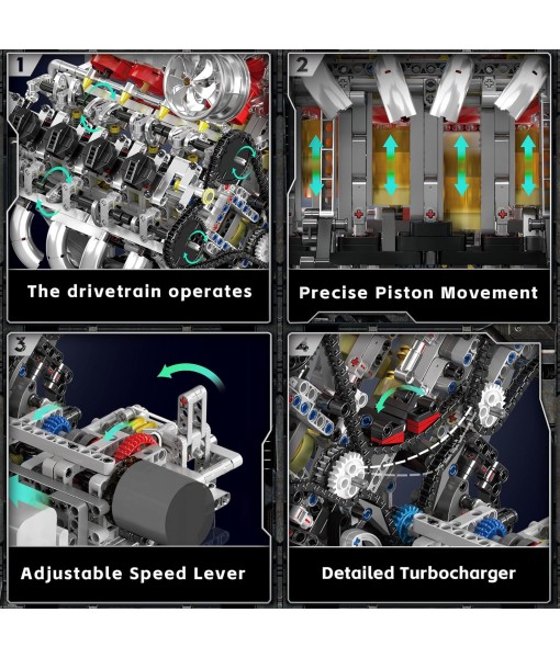 Mould King 10219 V8 Engine Model Kit - Build Your Own Supercar Model Engine, STEM Engineering Building Blocks Sets with Motor, 8-Cylinder Engine Building Kits for Teens Adults(2718 Pieces)