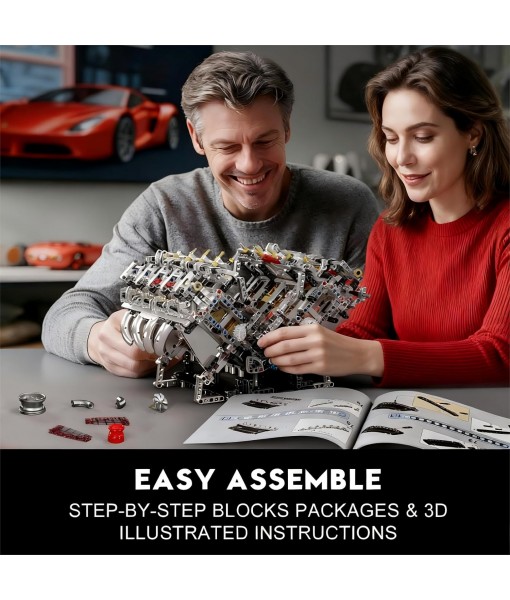 Mould King 10219 V8 Engine Model Kit - Build Your Own Supercar Model Engine, STEM Engineering Building Blocks Sets with Motor, 8-Cylinder Engine Building Kits for Teens Adults(2718 Pieces)