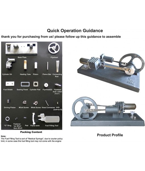 Stirling Engine Model Kits DIY Completely All-Metal Stirling Engine Model Set Metal Engine Model Kits for Adults to Build