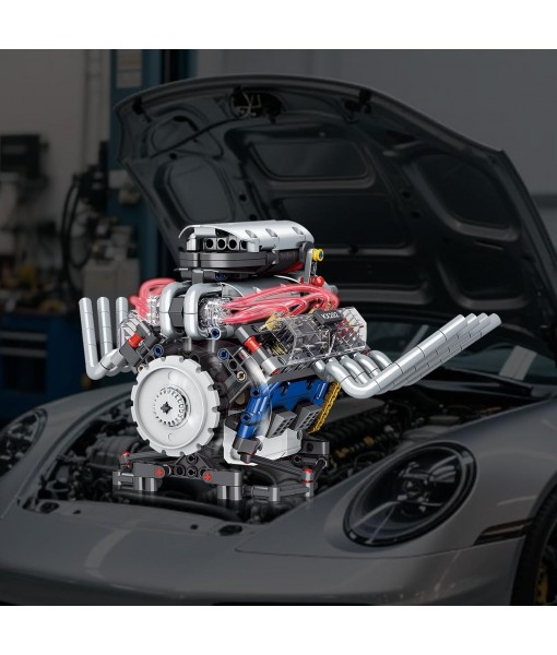 V8 Engine Building Blocks That Run, Visible Mini V8 Car Engine Model Kit with LED Light and App Control, Collectible Set for Adults, Construction Engine Building Set for Kids (665 PCS)