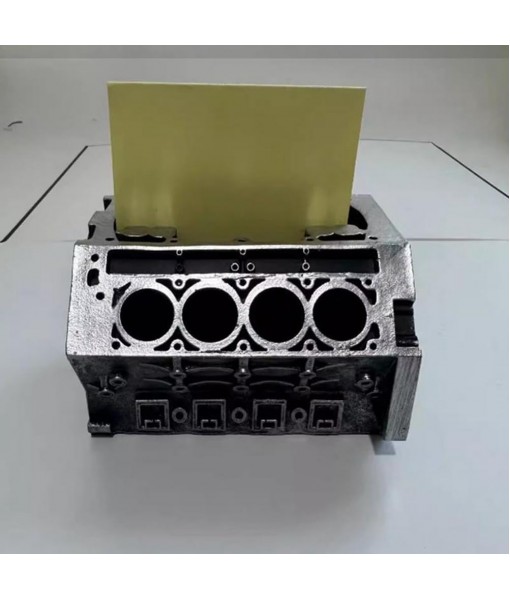 Engine Block Business Card & Pencil Holder DIY Business Card Holder Organizer Display Desk Engine Model Silver