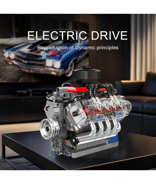 Mould King 10171 V8 Engine Model Kit That Works, 8 Cylinder Car Engine with Motor, Building Blocks Collectibles for Adults, STEM Build Set (487 Pieces)