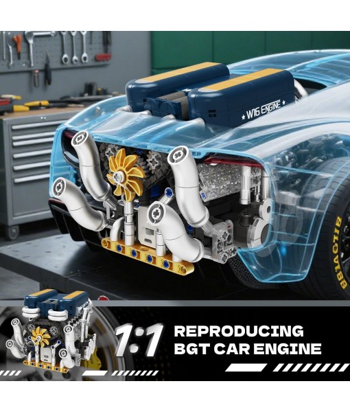 W16 Engine Building Kit (Twin V8 Design), 751 PCS to Build Your Own W16 Engine Model Kit for Kids Boys, Compatible with Lego Engine Sets for Boys 8-14, STEM Building Blocks Toys for Kids Adult