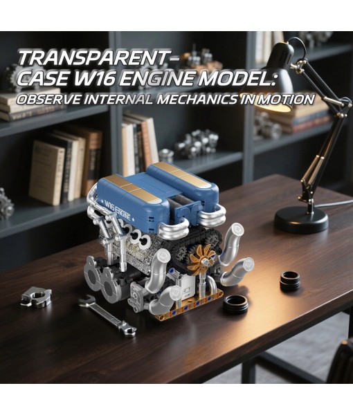 W16 Engine Building Kit (Twin V8 Design), 751 PCS to Build Your Own W16 Engine Model Kit for Kids Boys, Compatible with Lego Engine Sets for Boys 8-14, STEM Building Blocks Toys for Kids Adult