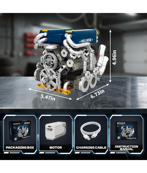W16 Engine Building Kit (Twin V8 Design), 751 PCS to Build Your Own W16 Engine Model Kit for Kids Boys, Compatible with Lego Engine Sets for Boys 8-14, STEM Building Blocks Toys for Kids Adult