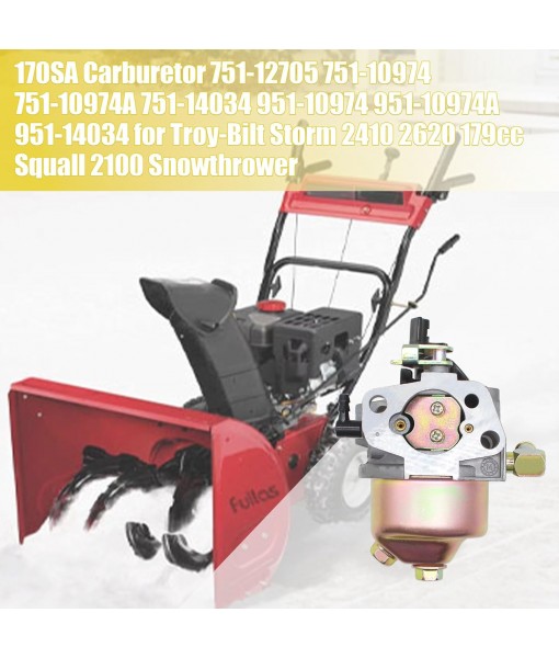 Huayi 951-12705 Carburetor 170SA for Troy-Bilt Storm 2410 2620 179cc, Squall 2100 Snowthrower; For MTD Cub Cadet Yard Machines Lawn Mowers 165-SU 165-SUA 165-SUB 265-SU 365-SUA 365-SUB Engine Model