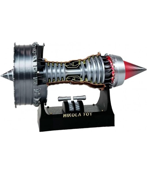 Mechanical Science Education Turbofan Engine Model with Lighting Authentic Aircraft Replica Display for Aviation Enthusiast Dual Flow Structure USB Powered Ready Assembled 24cm Silver Black