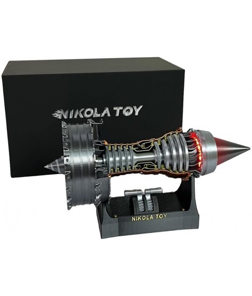 Mechanical Science Education Turbofan Engine Model with Lighting Authentic Aircraft Replica Display for Aviation Enthusiast Dual Flow Structure USB Powered Ready Assembled 24cm Silver Black