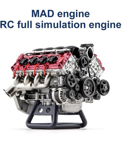 V8 Engine Model Kit That Works, MAD 3D Resin Simulation RC Internal Combustion Engine for AX90104 SCX10Ⅱ Capra VS4-10 Pro/Ultra Engine Model Car, Physical Science Kit for Adults