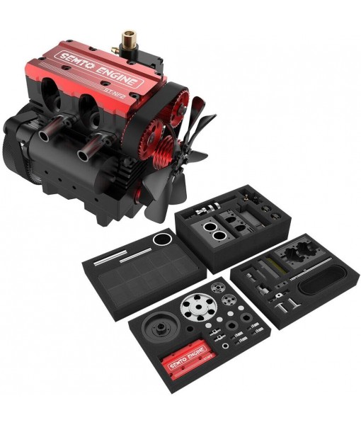 LETDIYMOC Engine Model Kit That Runs for Adults, L2 Mini Engine ST-NF2 7cc Inline 2-Cylinder 4-Stroke Air-Cooled Full Metal Engine Build Kit Motor Physics Toy for Teachers - DIY Assembly Kit