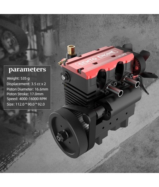 LETDIYMOC Engine Model Kit That Runs for Adults, L2 Mini Engine ST-NF2 7cc Inline 2-Cylinder 4-Stroke Air-Cooled Full Metal Engine Build Kit Motor Physics Toy for Teachers - DIY Assembly Kit