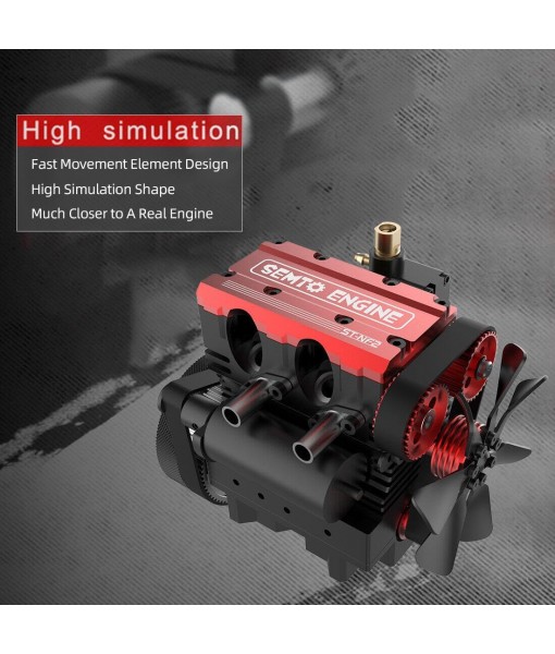 LETDIYMOC Engine Model Kit That Runs for Adults, L2 Mini Engine ST-NF2 7cc Inline 2-Cylinder 4-Stroke Air-Cooled Full Metal Engine Build Kit Motor Physics Toy for Teachers - DIY Assembly Kit