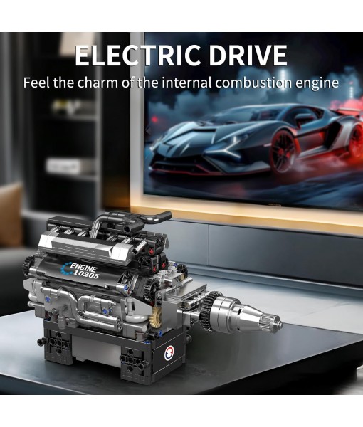 Mould King V12 Engine Building Blocks Set, 10205 Engine Model That Runs, Mini Engine Build Kit for Adults with Battery Box and Motor, Engineering Construction STEM Toy for Youth(733 Pcs)