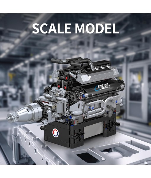 Mould King V12 Engine Building Blocks Set, 10205 Engine Model That Runs, Mini Engine Build Kit for Adults with Battery Box and Motor, Engineering Construction STEM Toy for Youth(733 Pcs)