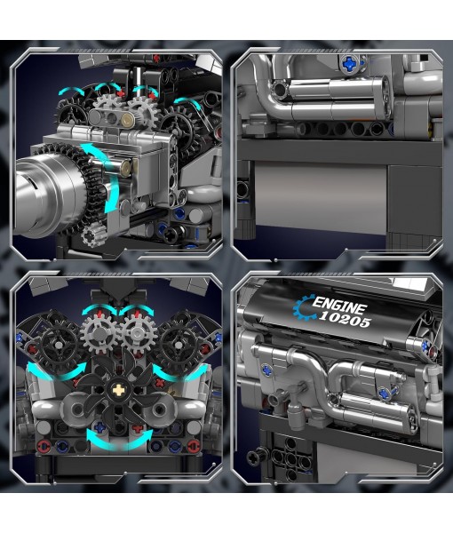 Mould King V12 Engine Building Blocks Set, 10205 Engine Model That Runs, Mini Engine Build Kit for Adults with Battery Box and Motor, Engineering Construction STEM Toy for Youth(733 Pcs)