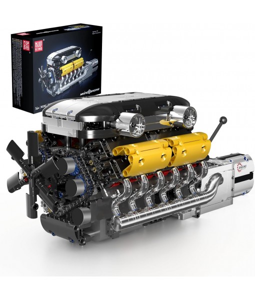 Mould King LB V12 Engine Kits That Runs, Build Your Own Combustion Engine, Model V8 Engine Kits for Display, Physical Science Experiment Toy for 14+ Teens and Adult 10202 (1260 Pcs)