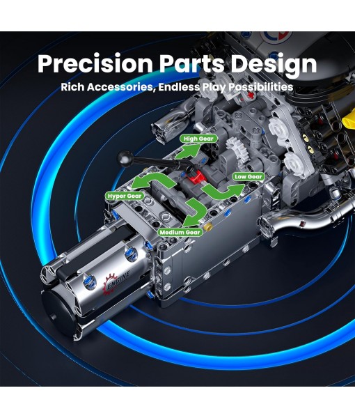 Mould King LB V12 Engine Kits That Runs, Build Your Own Combustion Engine, Model V8 Engine Kits for Display, Physical Science Experiment Toy for 14+ Teens and Adult 10202 (1260 Pcs)