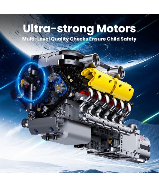 Mould King LB V12 Engine Kits That Runs, Build Your Own Combustion Engine, Model V8 Engine Kits for Display, Physical Science Experiment Toy for 14+ Teens and Adult 10202 (1260 Pcs)