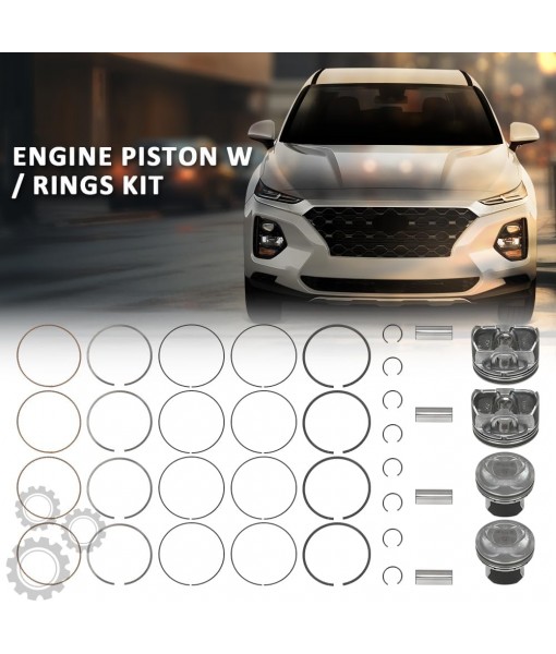 0.50MM Engine Piston w/Rings Pin Kit Compatible with Kia Optima Sorento Hyundai Sonata Kia 2.4L 2011-2019 2359CC L4 ELECTRIC/DOHC, Fit Engine Model: G4KJ 23040-2G500, 23410-2G500
