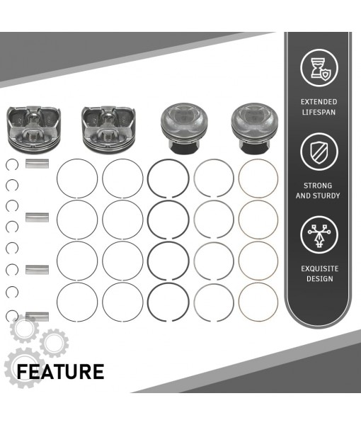 0.50MM Engine Piston w/Rings Pin Kit Compatible with Kia Optima Sorento Hyundai Sonata Kia 2.4L 2011-2019 2359CC L4 ELECTRIC/DOHC, Fit Engine Model: G4KJ 23040-2G500, 23410-2G500