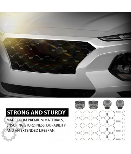 0.50MM Engine Piston w/Rings Pin Kit Compatible with Kia Optima Sorento Hyundai Sonata Kia 2.4L 2011-2019 2359CC L4 ELECTRIC/DOHC, Fit Engine Model: G4KJ 23040-2G500, 23410-2G500
