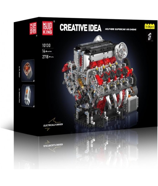 STADREWVY F488 Supercar V8 Engine Model Kit, 2718+ Pieces, Motorized Building Set