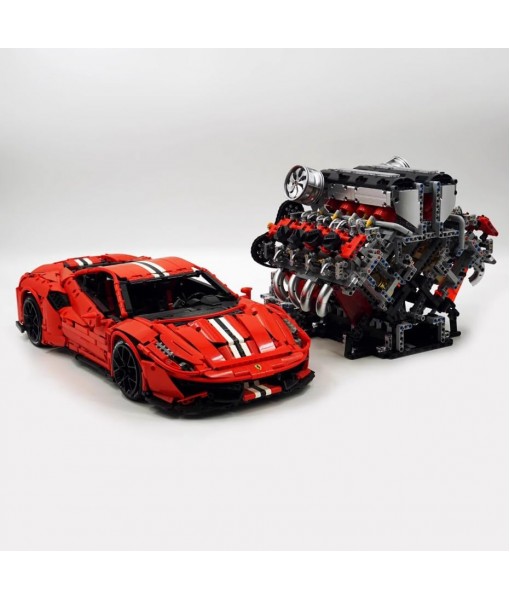 STADREWVY F488 Supercar V8 Engine Model Kit, 2718+ Pieces, Motorized Building Set