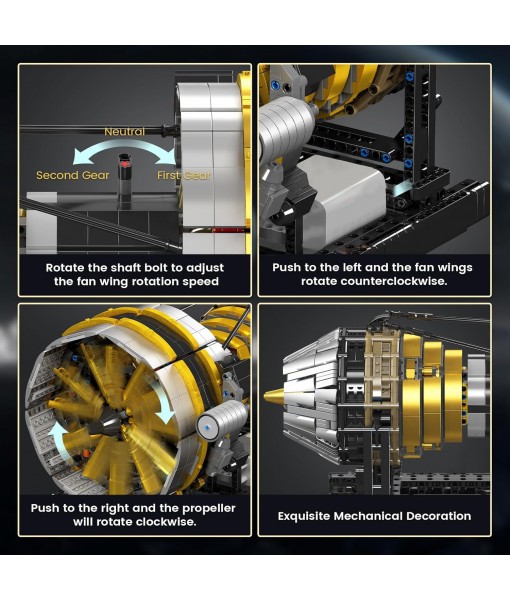 Mould King 10141 Engineering Motor Building Set, The Aircraft Engine Building Block with Battery Box, STEM Assembly Engine Model Toys for Adult (2256 Pieces)