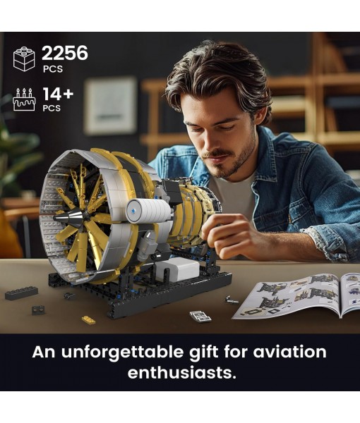Mould King 10141 Engineering Motor Building Set, The Aircraft Engine Building Block with Battery Box, STEM Assembly Engine Model Toys for Adult (2256 Pieces)