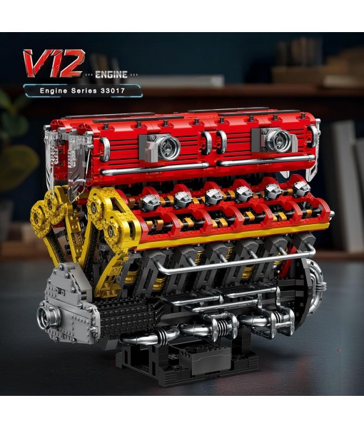 Reobrix V12 Engine Building Block Sets for Adults 33017 Sports Car Engine Model Kit Technic Electric Engine Model Kit with Motor and Battery Construction Toys Gift for Adults Teens (4719PCS)
