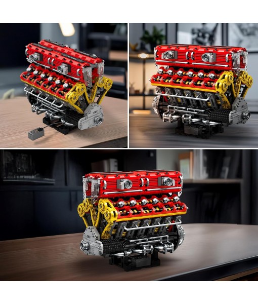 Reobrix V12 Engine Building Block Sets for Adults 33017 Sports Car Engine Model Kit Technic Electric Engine Model Kit with Motor and Battery Construction Toys Gift for Adults Teens (4719PCS)
