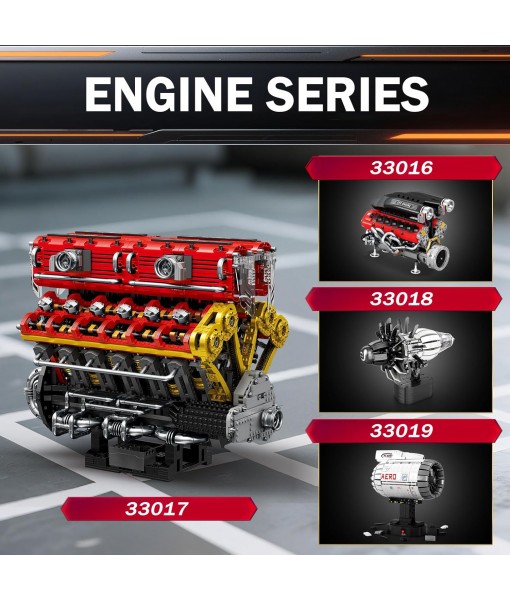 Reobrix V12 Engine Building Block Sets for Adults 33017 Sports Car Engine Model Kit Technic Electric Engine Model Kit with Motor and Battery Construction Toys Gift for Adults Teens (4719PCS)