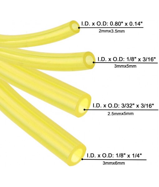 Dalom 4 Sizes Fuel Line Fuel Hose Tube I.D x O.D 1/8 x 3/16 3/32 x 3/16 1/8 x 1/4 0.08 x 0.14 for Lawn Mower Chainsaw String Trimmer Blower Small Engine Model Parts (4 Feet Long Each)