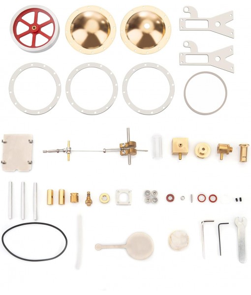 ENJOMOR Assemby Retro Vertical Steam Engine Model with Spherical Boiler (Support Additional Loader), DIY Metal Exquisite Physics Science Experiment Gift Collection Decor Stem Toy, 20x9x14cm