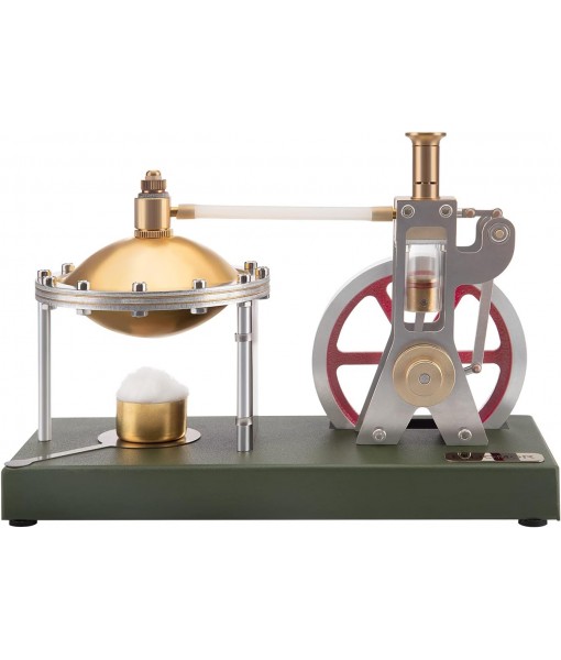 ENJOMOR Assemby Retro Vertical Steam Engine Model with Spherical Boiler (Support Additional Loader), DIY Metal Exquisite Physics Science Experiment Gift Collection Decor Stem Toy, 20x9x14cm