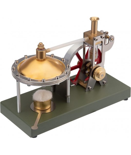 ENJOMOR Assemby Retro Vertical Steam Engine Model with Spherical Boiler (Support Additional Loader), DIY Metal Exquisite Physics Science Experiment Gift Collection Decor Stem Toy, 20x9x14cm