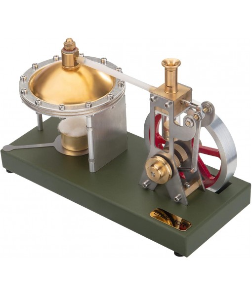 ENJOMOR Assemby Retro Vertical Steam Engine Model with Spherical Boiler (Support Additional Loader), DIY Metal Exquisite Physics Science Experiment Gift Collection Decor Stem Toy, 20x9x14cm