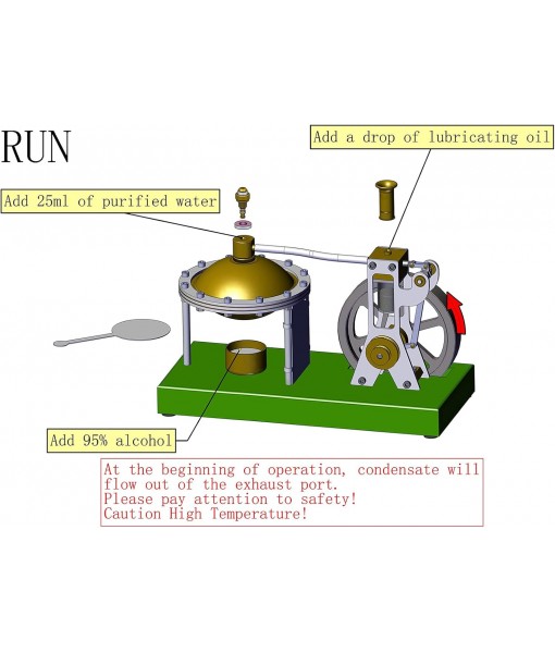 ENJOMOR Assemby Retro Vertical Steam Engine Model with Spherical Boiler (Support Additional Loader), DIY Metal Exquisite Physics Science Experiment Gift Collection Decor Stem Toy, 20x9x14cm