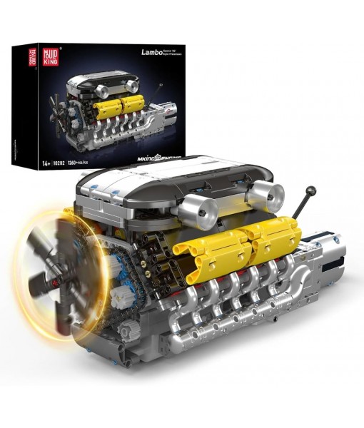 Mould King 10202 LB V12 Engine Model Kit That Works, Build Your Own Mini Car Engine Replica, Engeering Build Blocks Toys for Adults, Home or Office Décor (1260 Pcs)