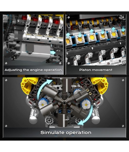 Mould King 10202 LB V12 Engine Model Kit That Works, Build Your Own Mini Car Engine Replica, Engeering Build Blocks Toys for Adults, Home or Office Décor (1260 Pcs)