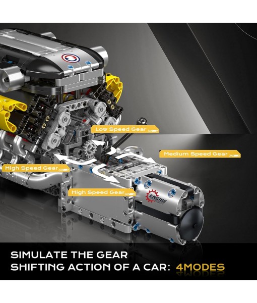 Mould King 10202 LB V12 Engine Model Kit That Works, Build Your Own Mini Car Engine Replica, Engeering Build Blocks Toys for Adults, Home or Office Décor (1260 Pcs)