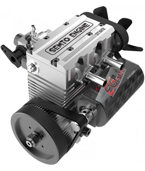 Helixsun SEMTO Engine ST-NF2 DIY Mini Metal Engine Kit,7.0cc Mini Inline Double-Cylinder Four-Stroke Air-Cooled Nitro Interal Combustion Engine Model Kit,Physics Teaching Experiment(Silver)